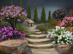 Stone and Crape Myrtles